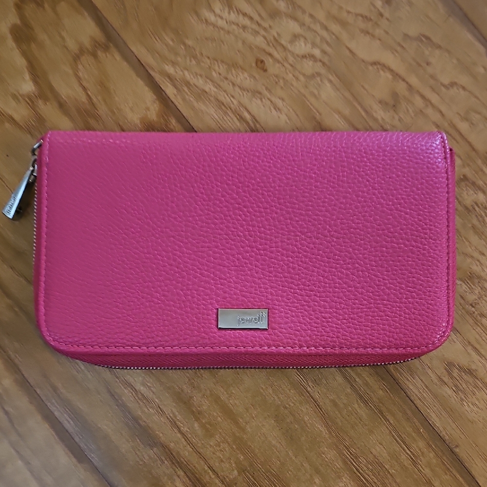 Jewell Pink Pebbled Leather Wallet